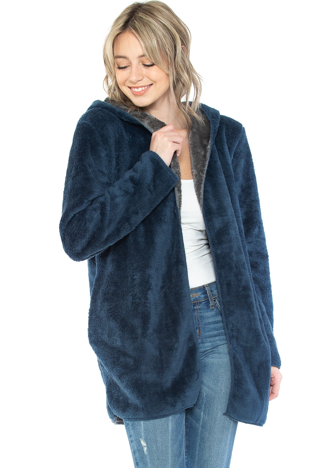 Safus Wearable Blanket Hoodie in Thick Fleece Jacket with Pocket - Blue - Small/Medium Size - for Women and Men, Warm and Cozy
