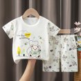 thumbnail image 2 of KPOPLK Toddler Baby Girls Clothes 0 3 6 9 12 18 Months 2T 3T 4T T-shirt + Linen Shorts Cute Summer 2Pcs Outfits Set(6-12 Months,White), 2 of 5