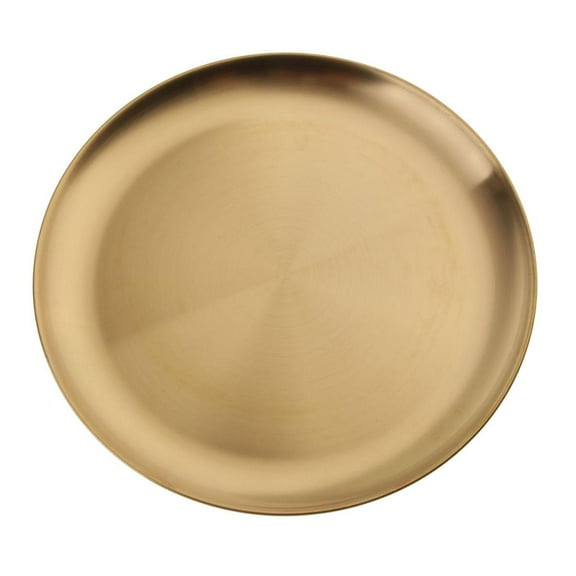 Round Serving Platter, Large 10 inch Stainless Steel Serving Tray - Quality for Home & Restaurant, Great for Parties - Gold 26cm