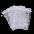 thumbnail image 3 of simhoa 100pcs Delicate Drawstring Pouch Tulle Gift Pouch Candy Bags Snowflake Pattern 13 x 18cm, 3 of 8