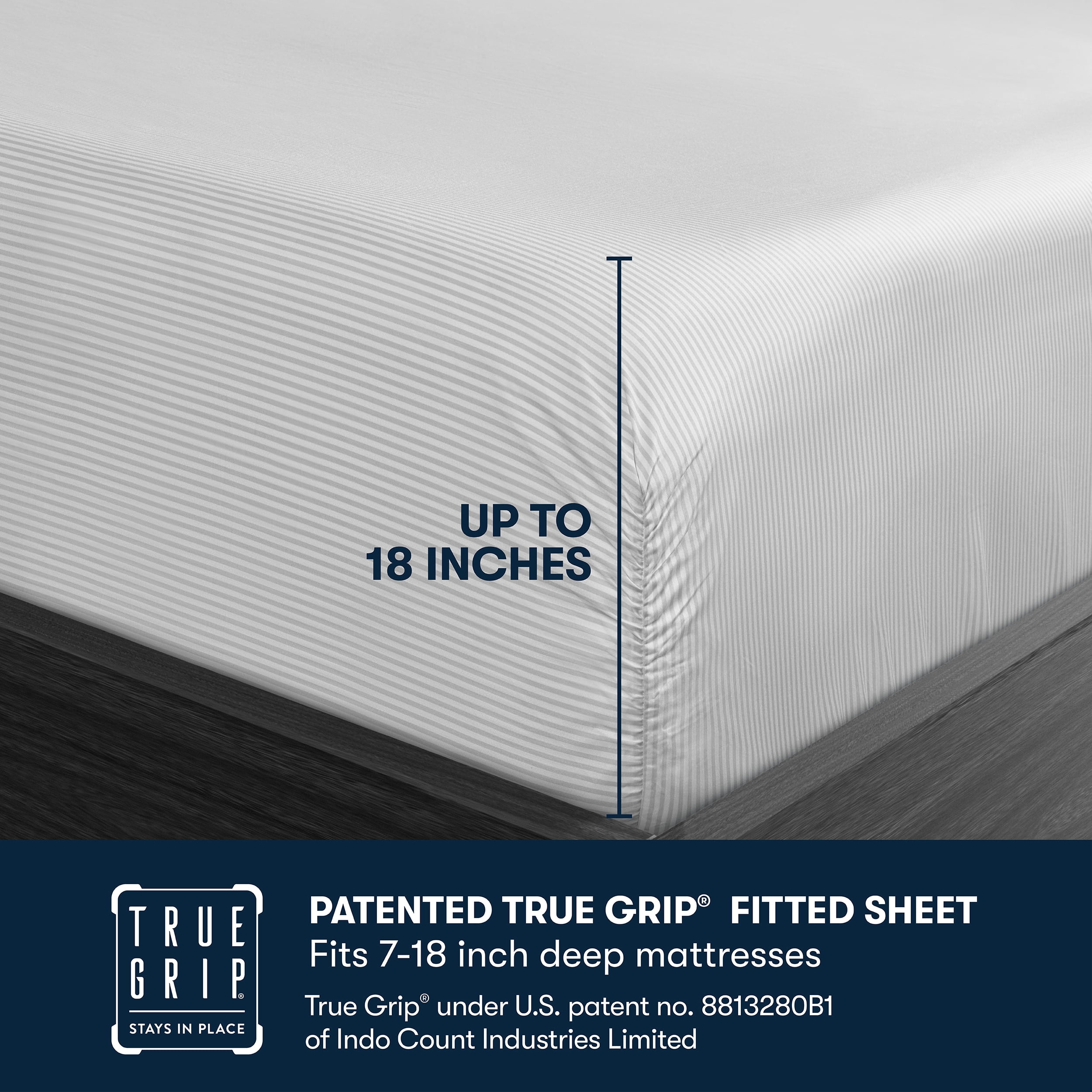 Serta 6-Piece 800 Thread Count Gray Stripe Cotton Rich Adult Bed Sheet Set, Full - Deep Pocket