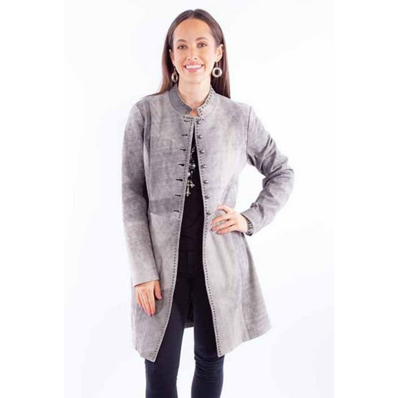 Scully L1098-66-XS Leather Women Jacket, Grey - Extra Small