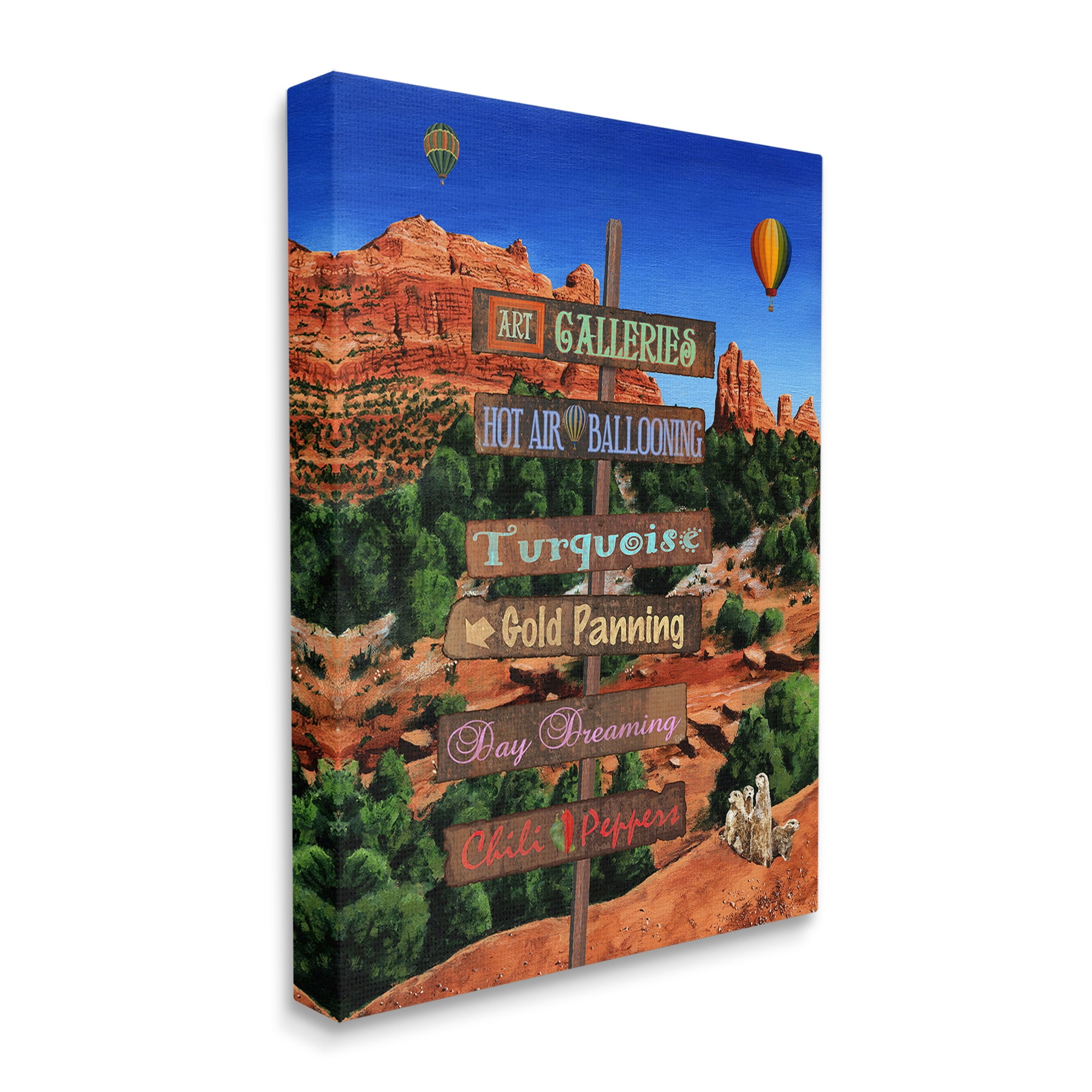 Stupell Industries Desert Activities Sign Landscape Painting Gallery Wrapped Canvas Art Print Wall Art, 30 x 40