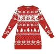 thumbnail image 4 of Fiaer Women's Christmas Sweater Dress Crew Neck Long Sleeve Plus Size Trendy Funny Reindeer Floral Printed Pullover Casual Xmas Tops Red XL, 4 of 4
