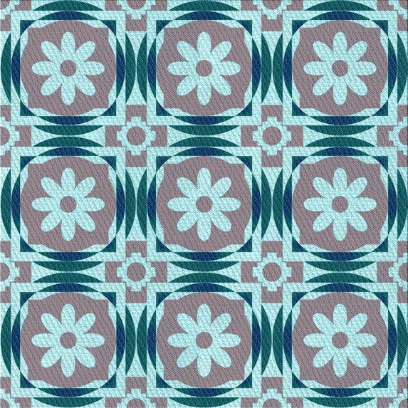 Ahgly Company Machine Washable Indoor Square Transitional Blue Lagoon Blue Area Rugs, 5' Square