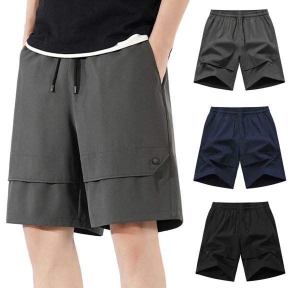 Teen Boys Cargo Shorts Youth Kids Quick Dry Lightweight Pull-On Hiking Shorts for Sports Outdoor with Zipper Pockets Years 7-19 Gray-A