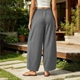 thumbnail image 5 of Cmtiyu Linen Pants for Women, Baggy Elastic Waist Drawstring Wide Leg Pants with Pockets, Casual Flowy Vacation Palazzo Pants, S-3XL, 5 of 9
