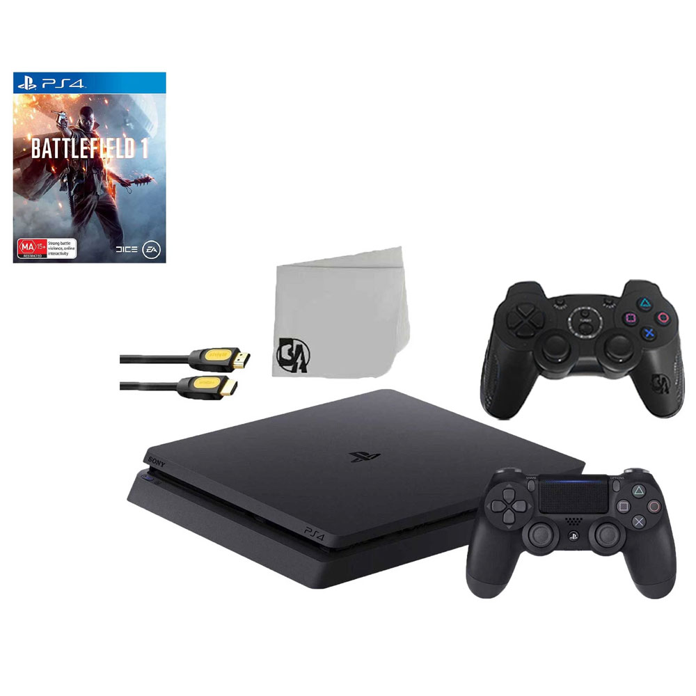 Sony PlayStation 4 Slim 1TB Black Console with 2 Controllers, BOLT