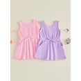 thumbnail image 3 of BemeyourBBs Toddler Baby Girl Summer Tank Dress Clothes Casual Solid Color Elastic Waist Sleeveless Pockets Dress Cute Beach Party Casual Dress, 3 of 9
