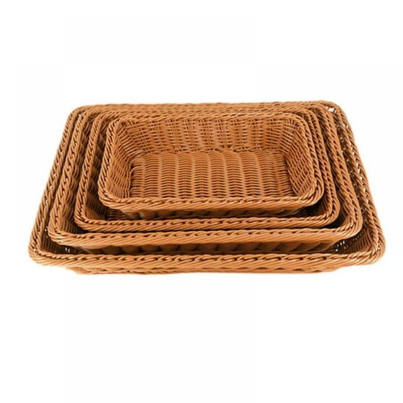 Wicker Bread Basket, Handmade Woven Pantry Organizer, Tabletop Food Serving Baskets for Fruits, Vegetables and Snacks, Restaurant, Hotel Serving