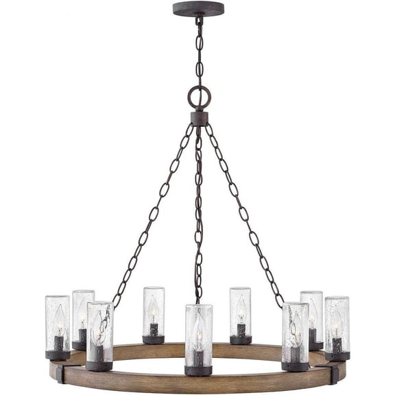9 Light Large Outdoor Low Voltage Hanging Lantern in Rustic Style 30 inches Wide By 27.75 inches High-Sequoia Finish-Led Lamping Type-E12 Candelabra