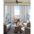 thumbnail image 4 of Coastal Coral Blackout Curtains, Light Blocking Print Window Curtains, Blue Ocean Starfish Seagrass Watercolor Thermal Insulated Window Drapes for Living Room Kitchen Cafe 2 Panels, 84"W x 63"L, 4 of 9