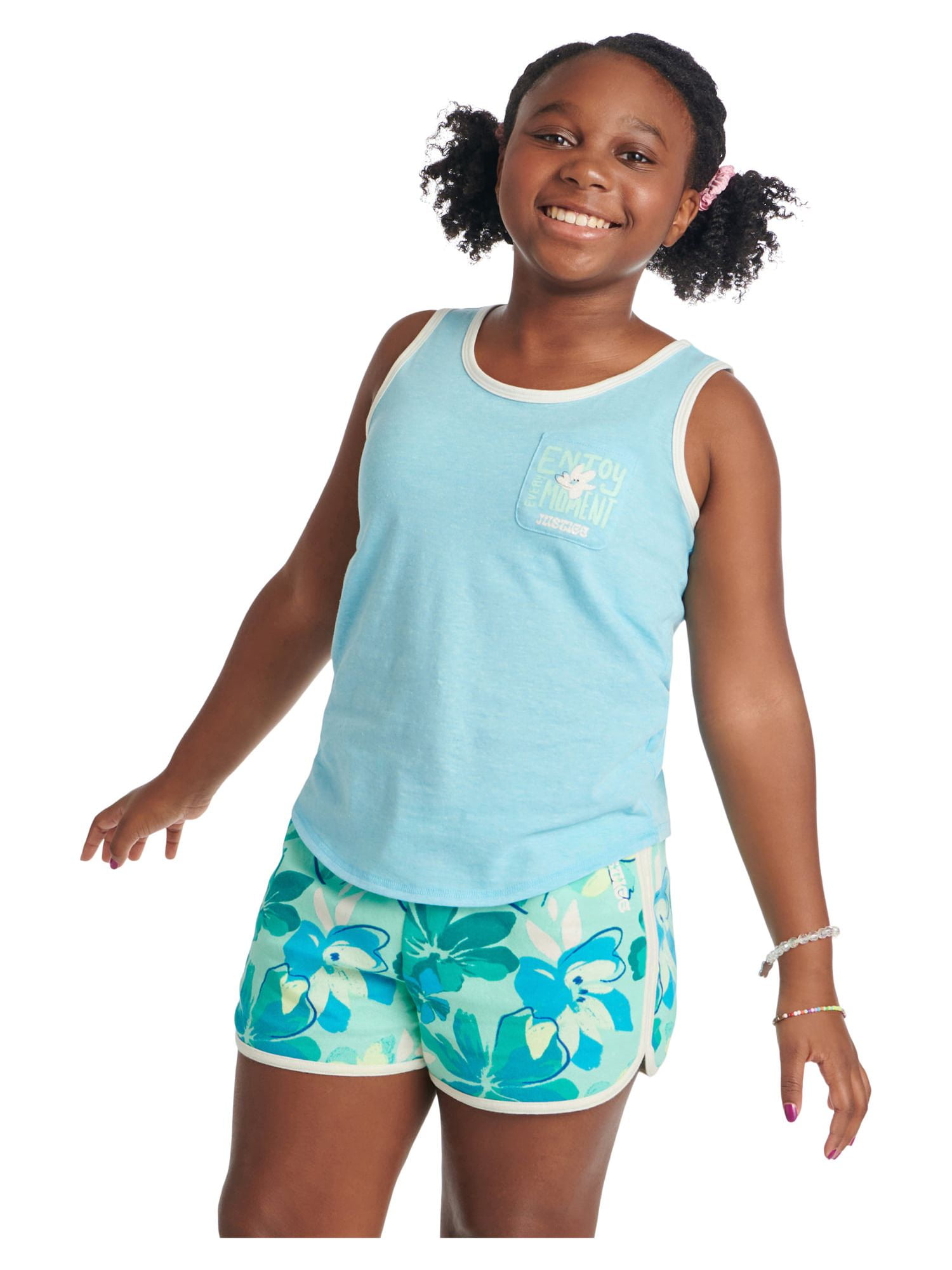 Justice Girls Graphic Tank Set, 3-Piece Pack, Sizes XS(5/6)-XL Plus(16/18 Plus)