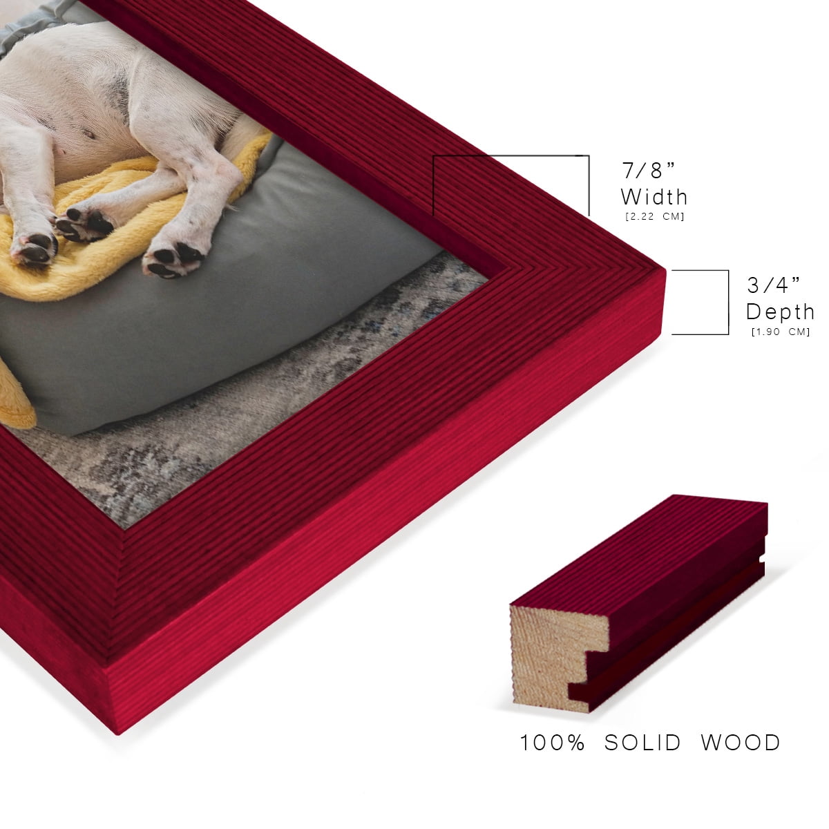 Grooved 5 in. x 7 in. Red Picture Frame Set (Set of 4)