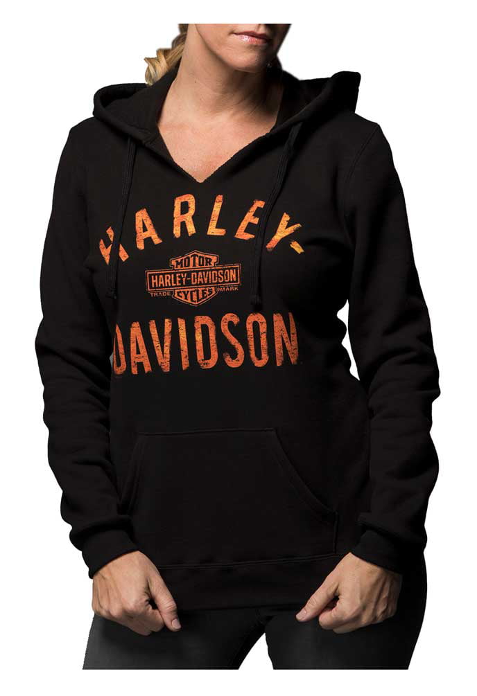 Blue 96208-20VW Harley-Davidson Womens Cut-Out V-Neck Pullover Hoodie