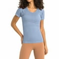 thumbnail image 4 of OSOLU Women Basic T-Shirt O-Neck Short Sleeve Tshirts Tee Solid Color Form Fit Workout Yoga Athletic Sports Tee Shirt Casual Tops Cute Dailywear, 4 of 4