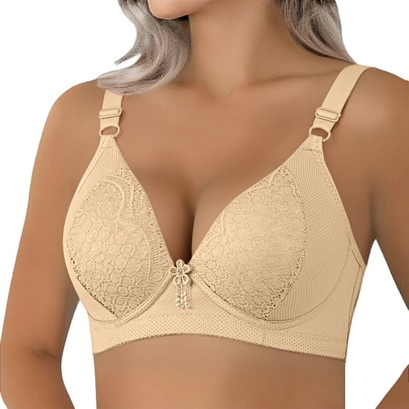 Uqiangy Breast Reduction Bra Bras for Women Lace Sports Bras for Women Bra for Plus Size Women Plus Size Push Up Bras for Women Pushup Bra No Underwire Beige L