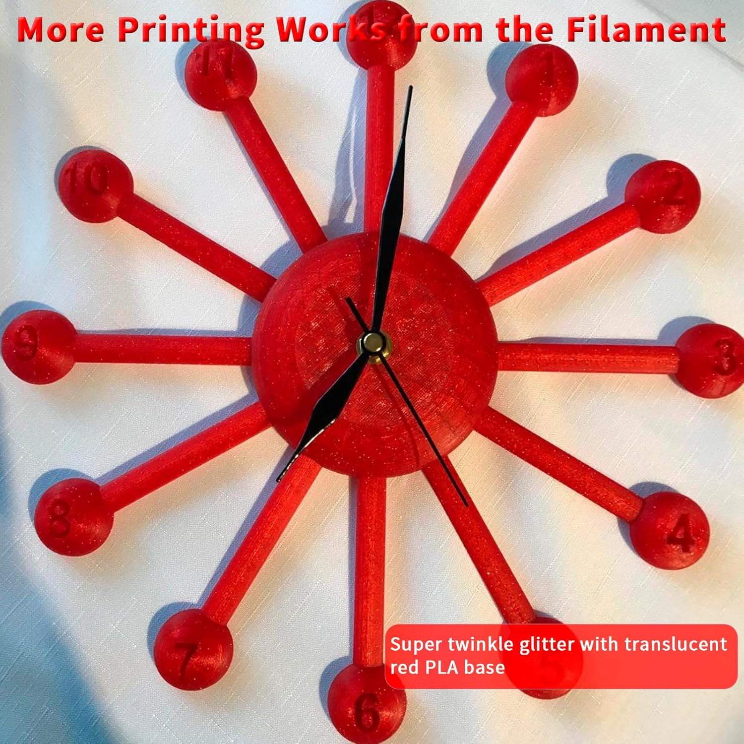 ZIRO Glitter PLA Filament 1.75mm, Semi-Transparent Base, 3D Printer Shiny Sparkle Material with Glitter, Twinkle Series 1KG Spool, fit Most FDM Printers, Twinkling Red