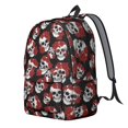 thumbnail image 2 of Skull and Rose Gothic Pattern Backpack for School, Cute School Bag with Adjustable Shoulder Straps and Padded Back, 15.7"x11.8"x5.5", 2 of 5