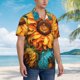 thumbnail image 3 of Fotbe Deep Yellow Colorful Sunflower Camisa Hawaiana para Hombre Unisex – Camisa Casual de Verano con Botones de Manga Corta de Algodón y Lino,Medium, 3 of 7