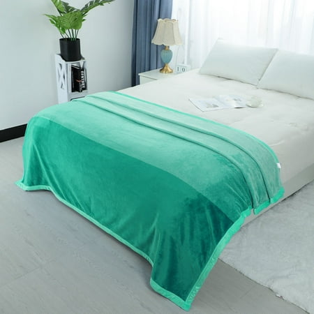 Flannel Fleece Blankets Soft Warm Solid Blanket Bed Sofa Gradient Cyan ...