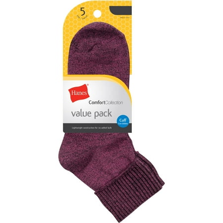 Lightweight Cuff Socks - Ladies Socks Comfort Soft Cuff 5 Pack
