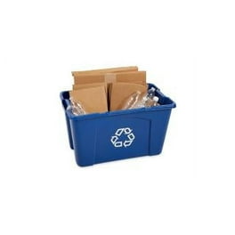 14 Gallon Rectangular Blue Recycling Bin - Stackable, Indoor/Outdoor Use With Handles, For Plastic & Paper - Heavy Duty Container