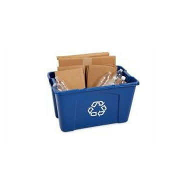 Rubbermaid Commercial Products FG571873BLUE Stackable Recycling Bin, 18 Gallon, Blue
