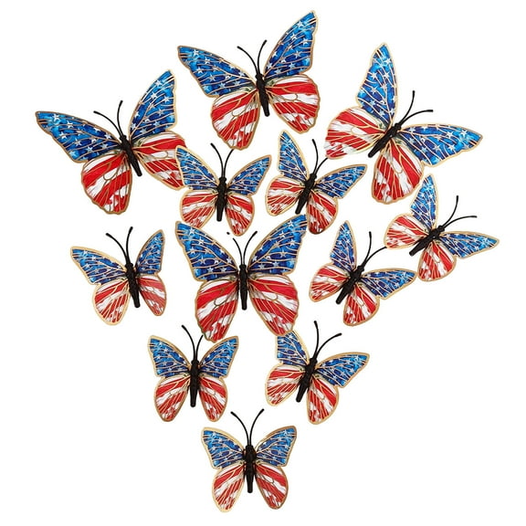 LanSuare 4th of July Butterfly Wall Stickers Red,White,Blue Stickers for Independence Day Party Favor Supplies