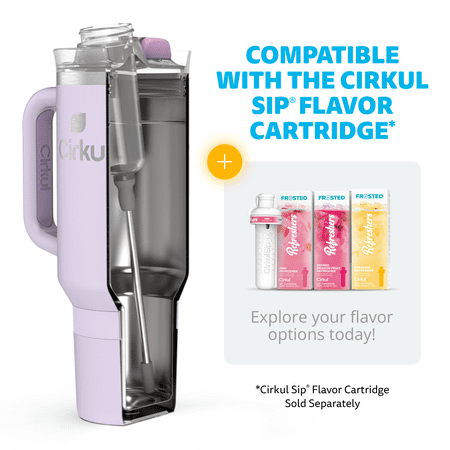 Cirkul 40oz All-Day StrawSip Double-Wall Insulated Stainless Steel Tumbler with Handle, Lilac (Light Purple)