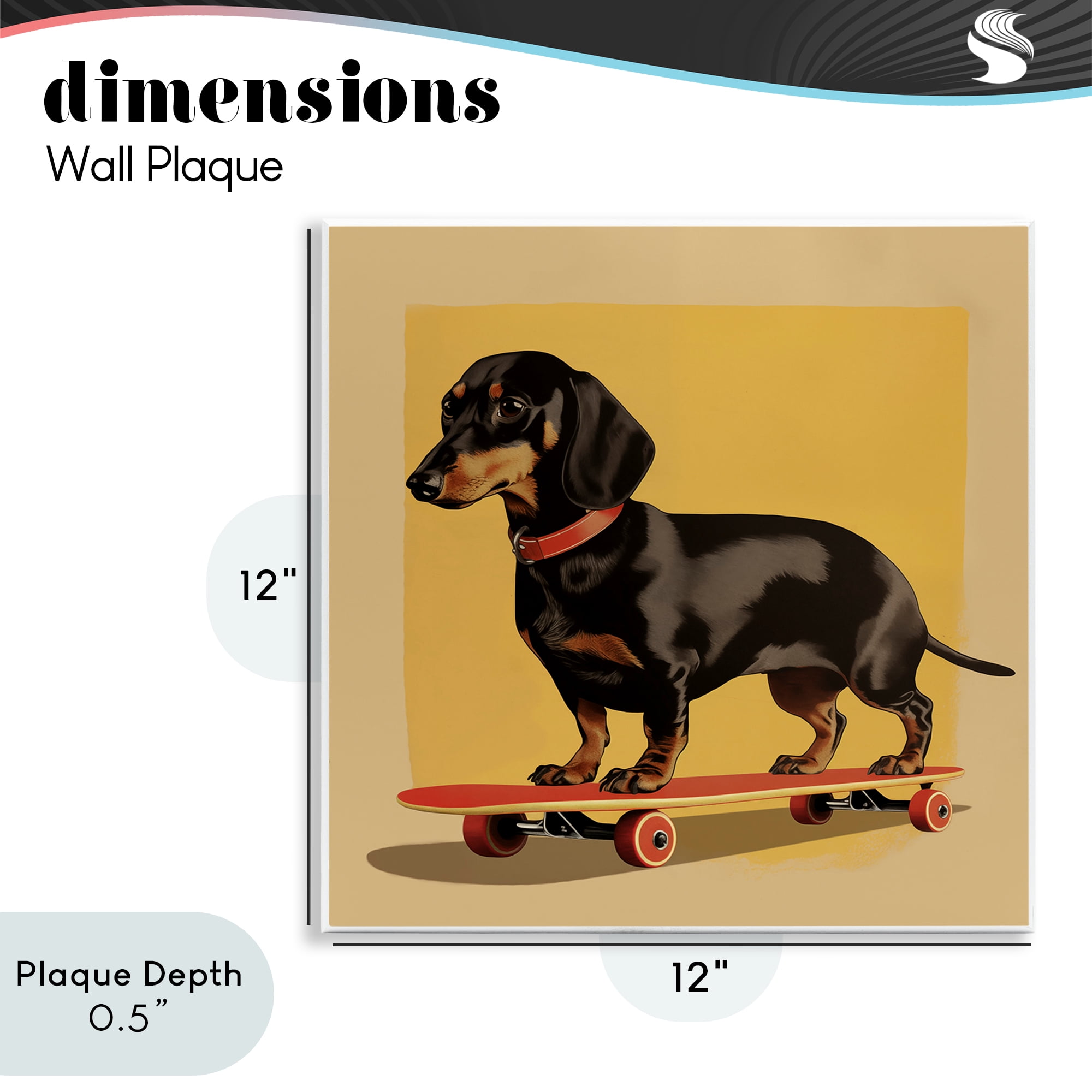 Stupell Industries Dachshund on Red Skateboard Wall Plaque Art, design by Andreas Magnusson