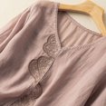 thumbnail image 2 of Womens Summer Tops 5 Short Women's Linen Round Boxy Top Patchwork Blouses Long Sleeve Fitted, 2 of 6