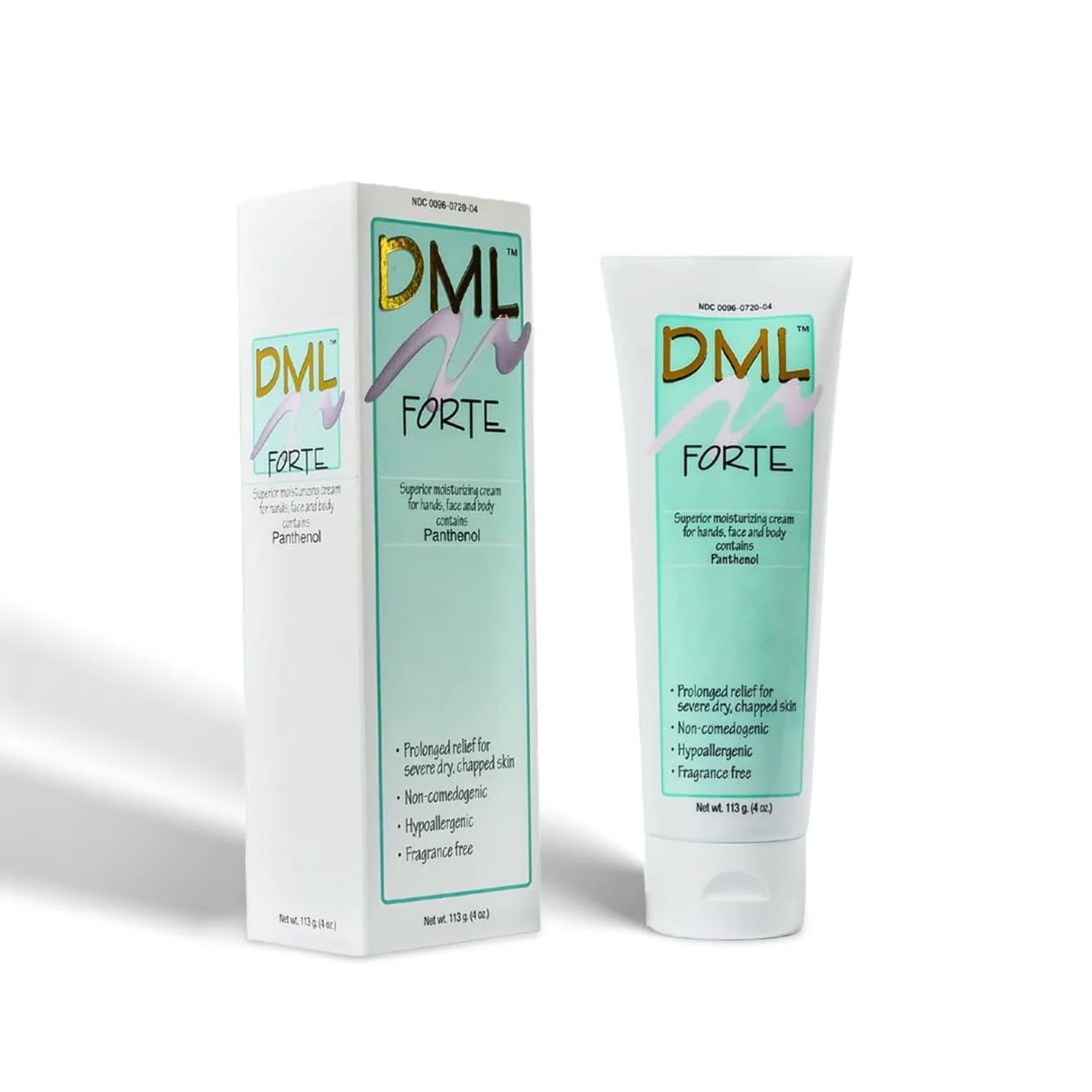 DML Forte Moisturizing Cream with Panthenol, For Hands Face and Body, Hypoallergenic Non-Comedogenic Fragrance Free, 4 oz