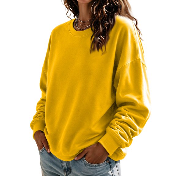 Women's No Hood Sweatshirts Crew Neck Long Sleeve Solid Pullover Sweatshirts Spring Fall Loose Causal Sweatshirts, 2XL