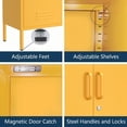 thumbnail image 3 of Single Door Lockable Metal End Table & Children's Bedside Table, 2-Tier Storage Cabinet with Adjustable Shelf, Easy Assembly Side Table for Living Room Bedroom Home Office Yellow, 3 of 7