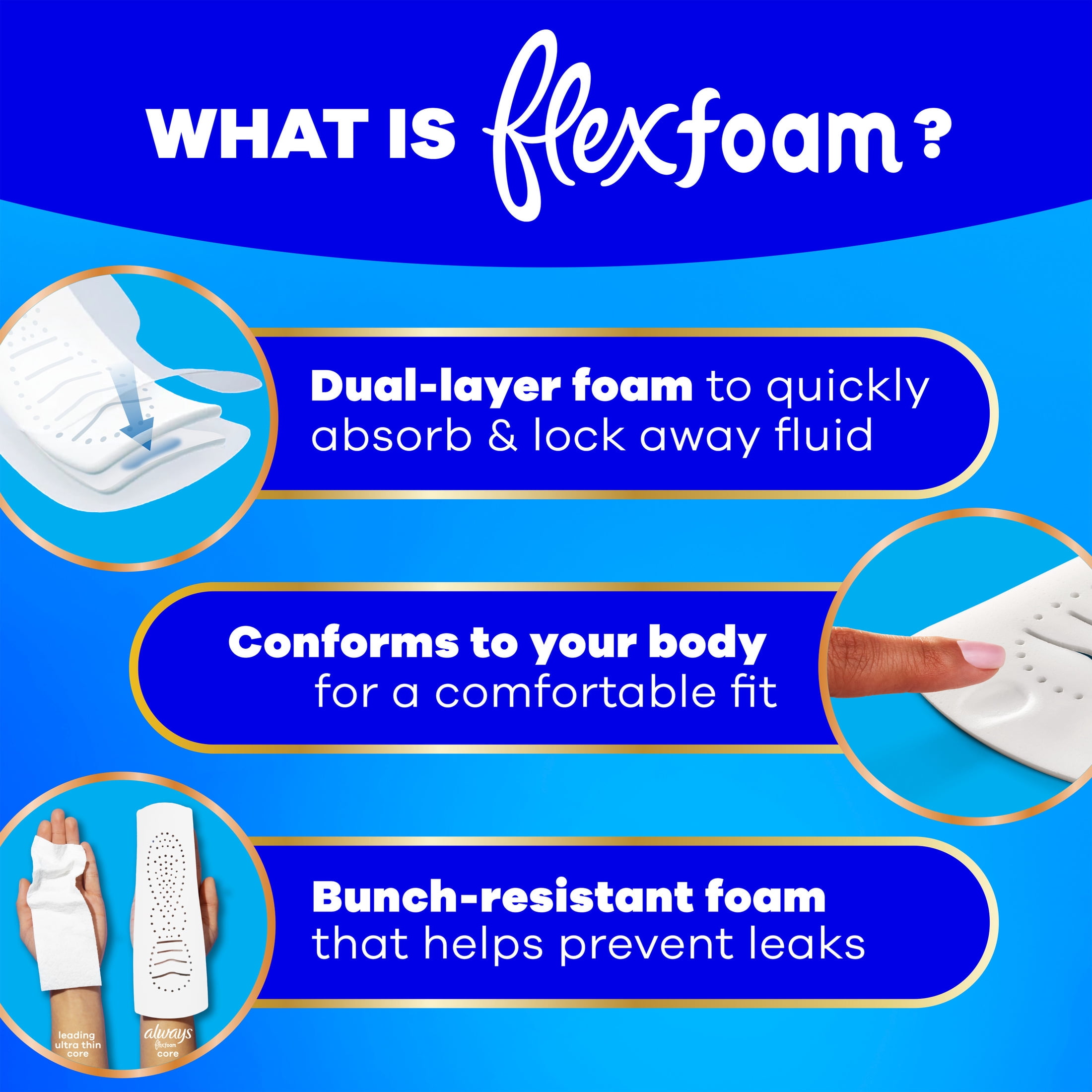 Always Infinity FlexFoam Pads, Size 3, Extra Heavy, Wings, Unscented, 40 Count
