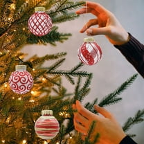 SCNOR 16 Pcs Red Transparent Plastic Christmas Ball Ornaments, Shatterproof Easy Hanging for Christmas Tree Holiday Decor