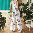 thumbnail image 4 of Women Christmas Outfit Stylish Women's Festive Holiday Casual Jumpsuit Featuring Allover Print Design and Convenient Side Pockets for Everyday Comfort White XL, 4 of 6