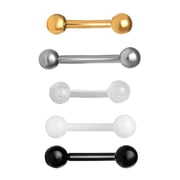 Womens Stainless Steel Multicolor Eyebrow Rings, 16G, 5-Pack