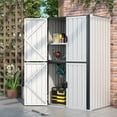 thumbnail image 2 of AECOJOY 46.4" Big Storage Cabinet Metal Organizer with Doors and Shelves for both Indoor/ Outdoor, Patio Storage Building for Outside& Garden in White, 2 of 8