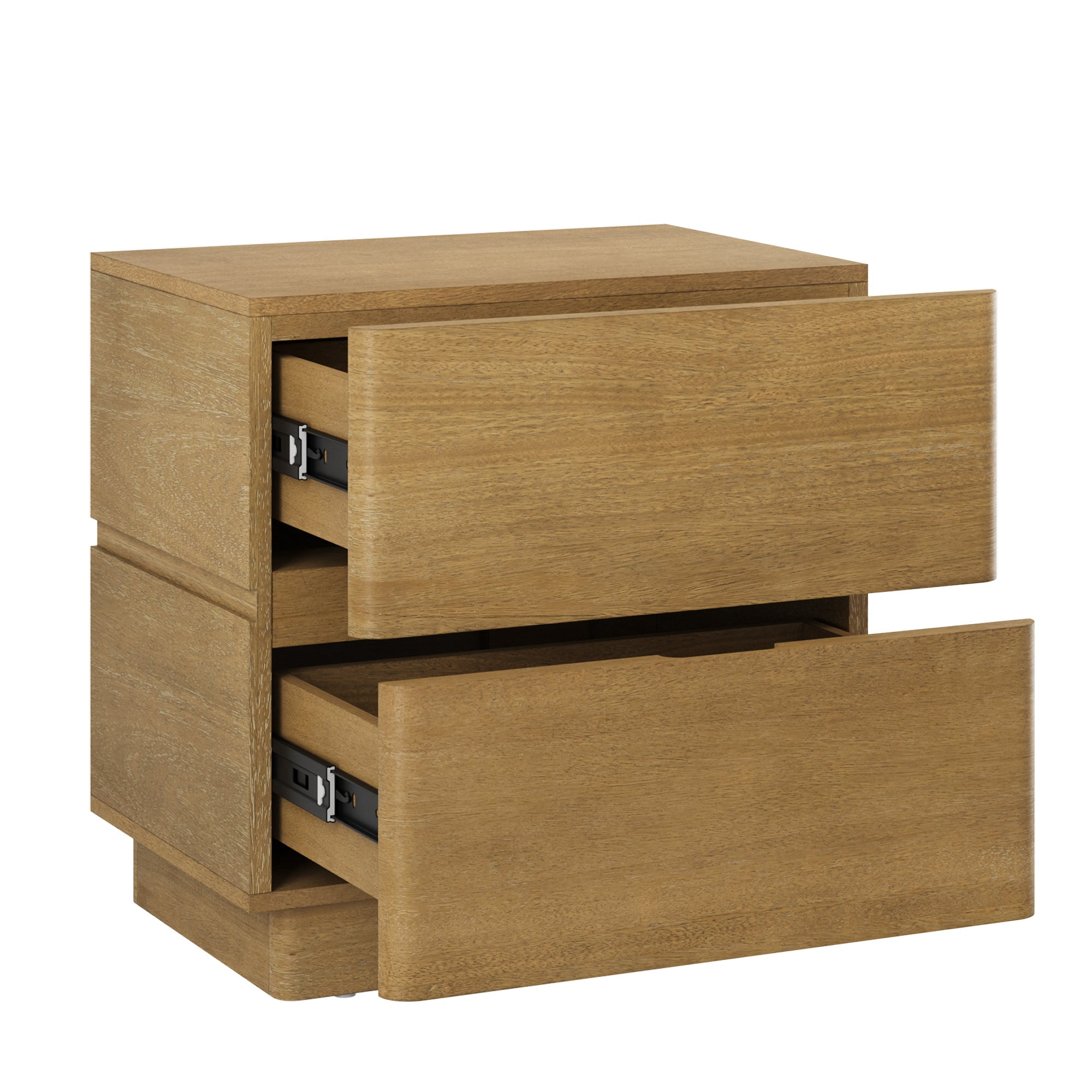 Nathan James Rivelle Modern Contemporary Nightstand with Drawer, Minimalist Solid Wood Bedside Table with 2 Drawers, Light Brown