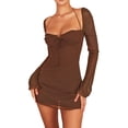 thumbnail image 1 of SAYOO Vestido de Manga Larga para Mujer con Tirantes Ajustables, Ropa de Verano de Malla Transparente de Color Sólido SAYOO casual, 1 of 5