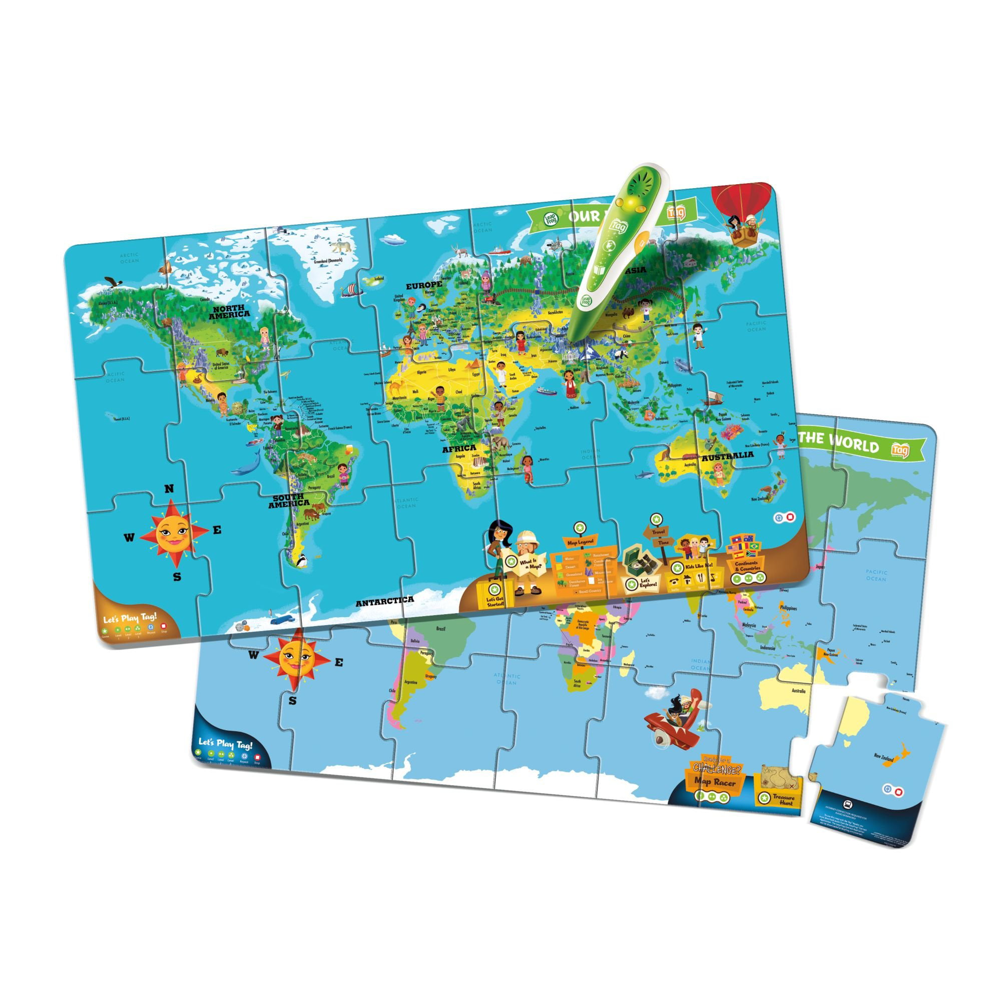 LeapFrog Interactive 2 Sided World Map Tag Reading System for sale online 
