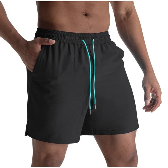 Mrmaere Men's Side Stripe Casual Shorts Relaxed Cut Elastic Waist Drawstring Closure Breathable for Summer Casual Outings Black L