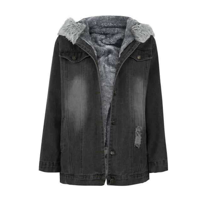 Veste d'Hiver pour Femmes Mode Décontractée à Capuche Veste Rétro d'Hiver pour Garder au Chaud Manteau Déchiré Usé Veste d'Hiver Longue Manteau Long d'Hiver Veste de Mode pour Femmes