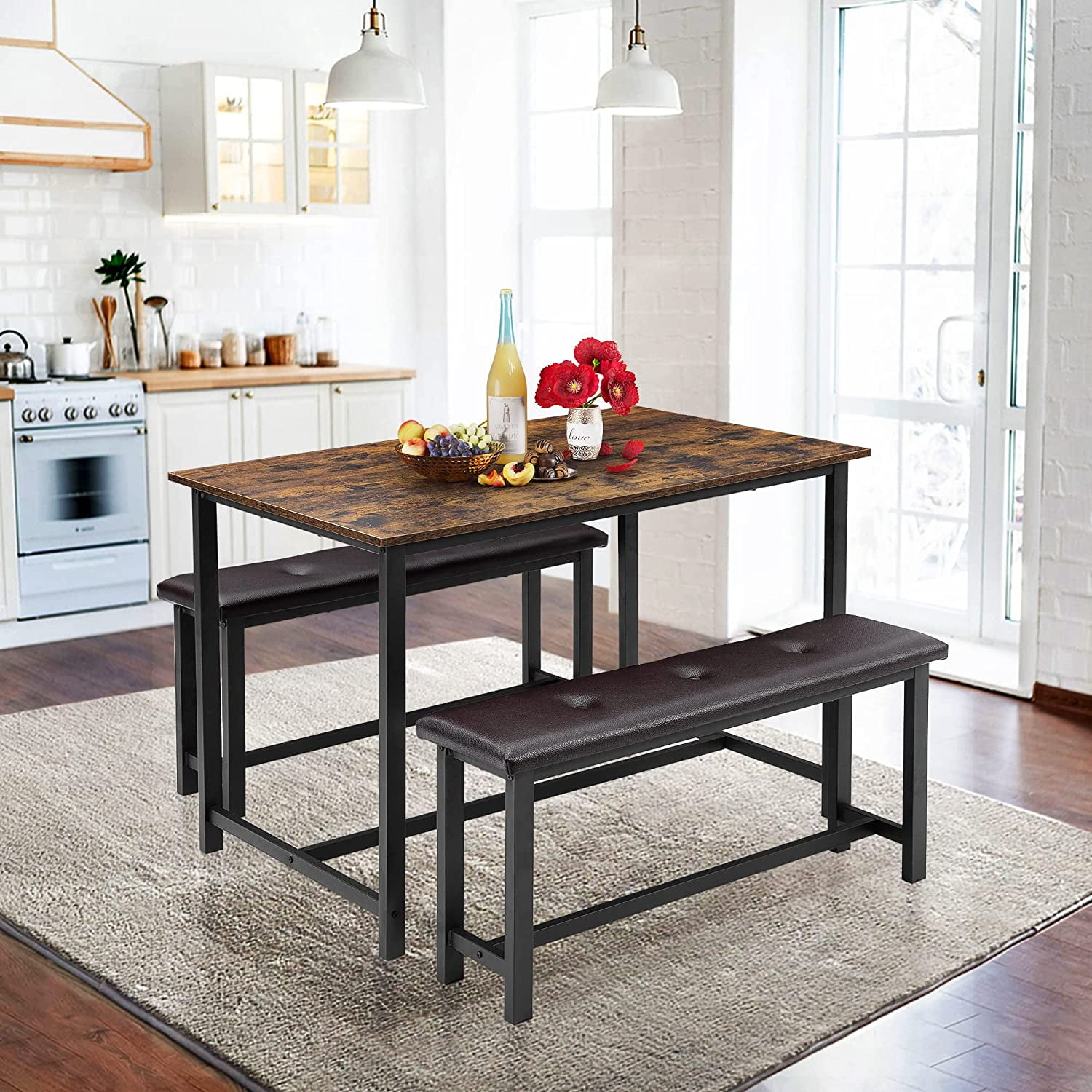 Buy Yartaka 3Piece Rectangular Dining Table for 4 with Upholstered