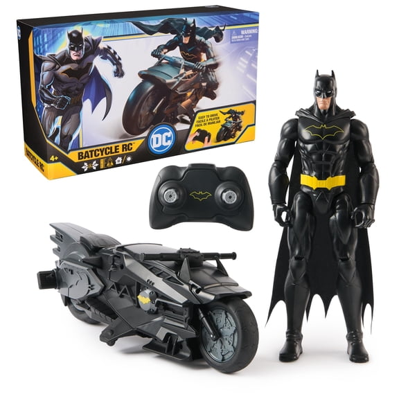 DC Comics Batman Stealth RC Batcycle with 12" Poseable Batman Action Figure, Full-Function Remote, Kids Super Hero Toy, Gift for Boys & Girls Ages 4 