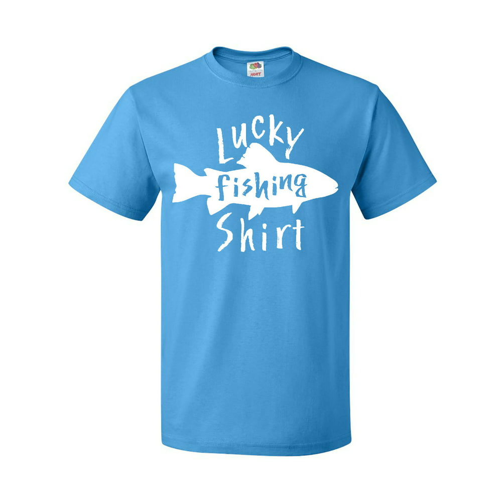 INKtastic - Inktastic Lucky Fishing Shirt- Fish Adult T-Shirt Male ...
