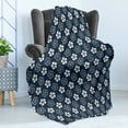 thumbnail image 4 of Geometric Soft Flannel Fleece Throw Blanket, Monochrome Floral Arrangement Pinwheel Inspired Design Abstract Natural, Cozy Plush for Indoor and Outdoor Use, 50" x 70", Dark Blue Cream, by Ambesonne, 4 of 5