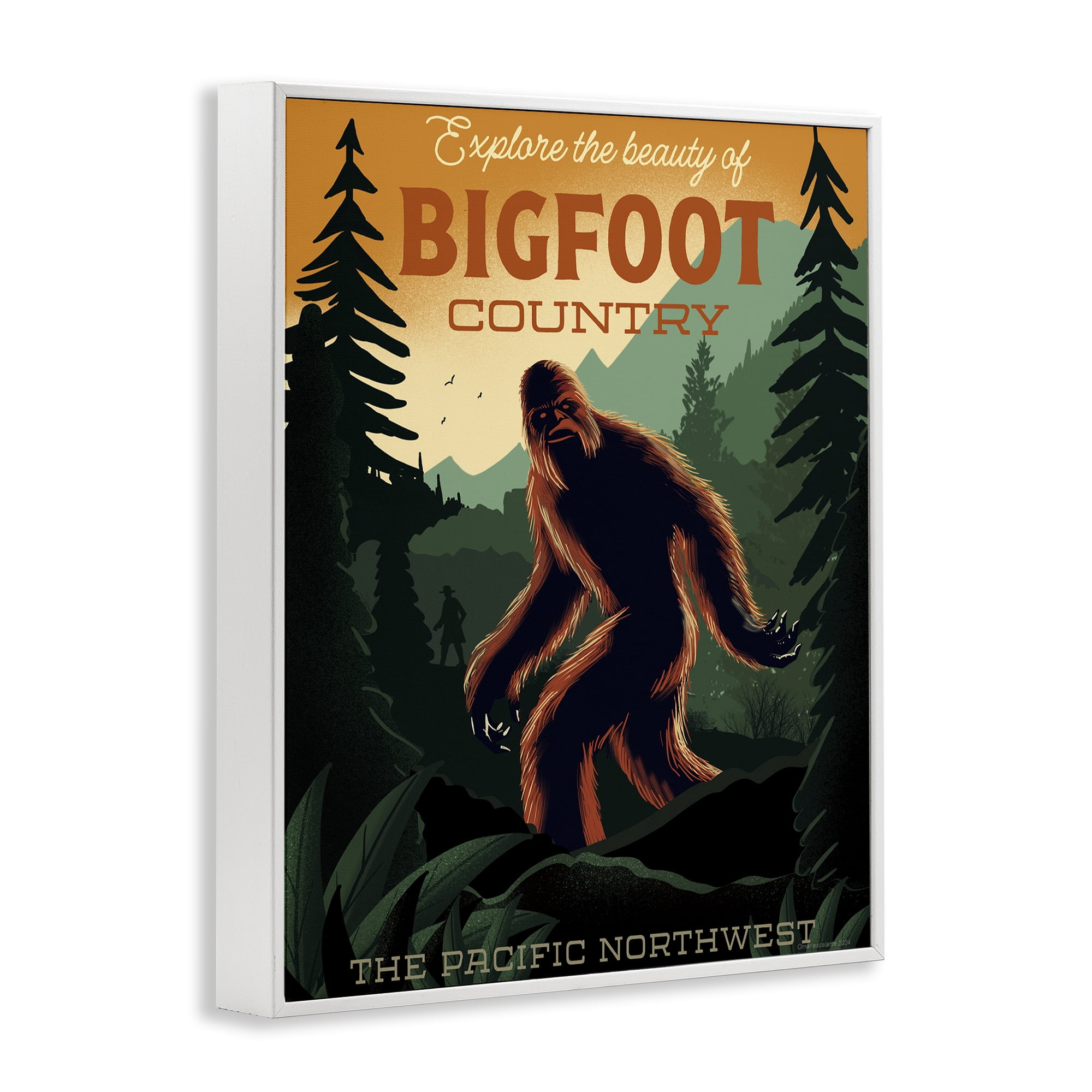 Stupell Industries Cryptid Tourism Wildlife White Framed Giclee Art, design by Omar Escalante